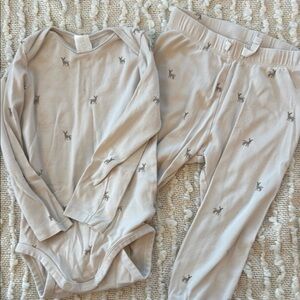 H&M Kids Matching Set - Beige with Animal Print